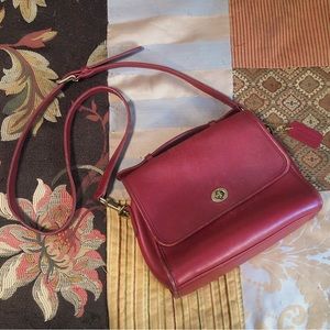 Red Vintage Coach Shoulder Bag 9870
